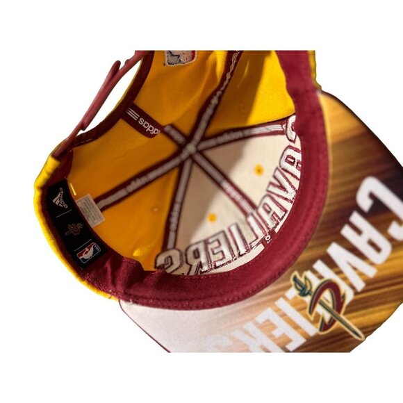 ADIDAS CAVALIERS NBA Hat Yellow Burgundy Denim Baseball Adjustable Backing - Picture 4 of 9